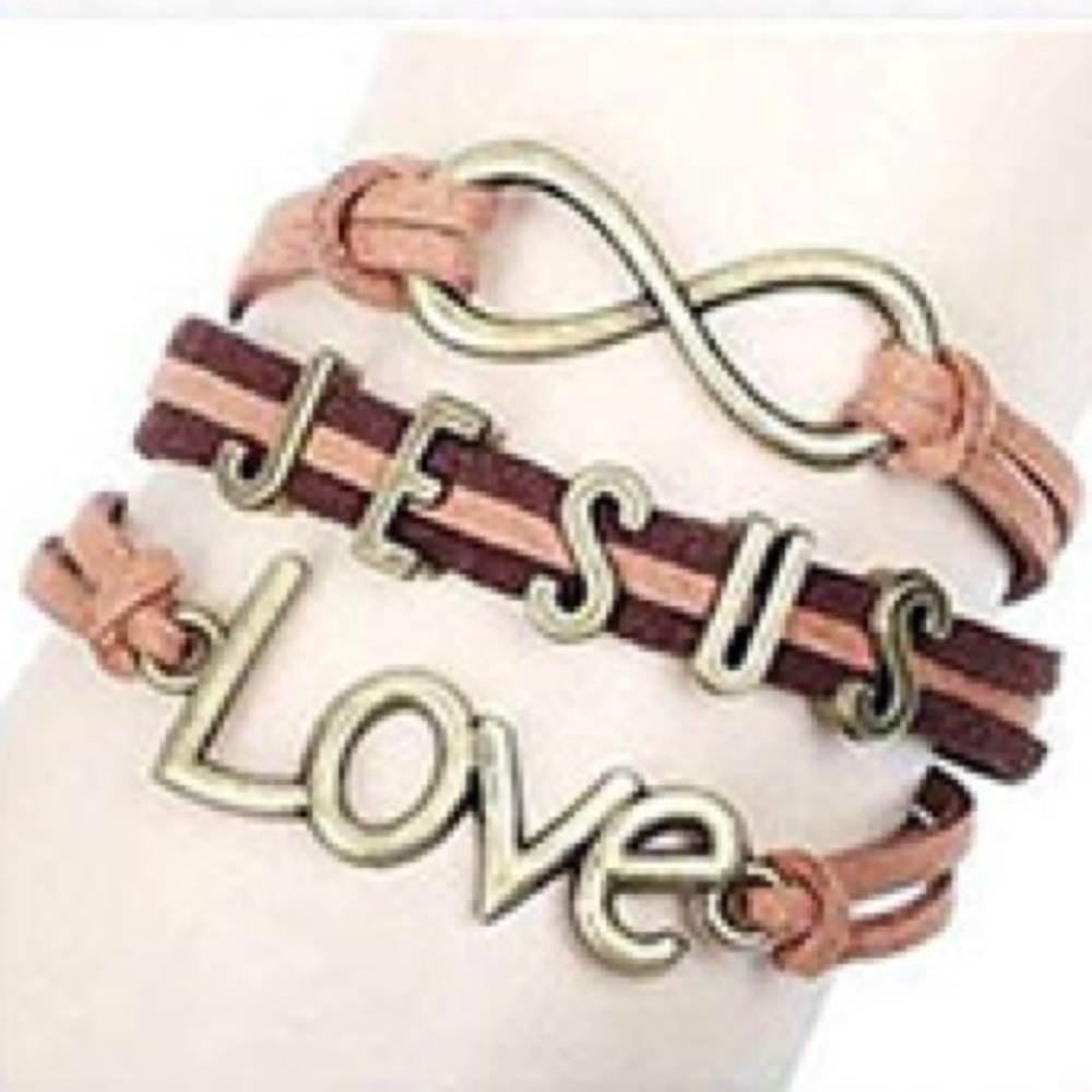 Women’s Jesus Love Infinity Leather Bracelet